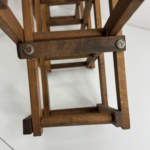 Vtg Large Wine Rack Accordion Holds 14 Bottles Folding Wood Stand Expanding - Picture 4 of 6